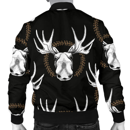 Moose Pattern Print Design 02 Men Bomber Jacket