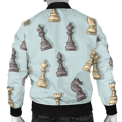 Chess Pattern Print Design 02 Men Bomber Jacket