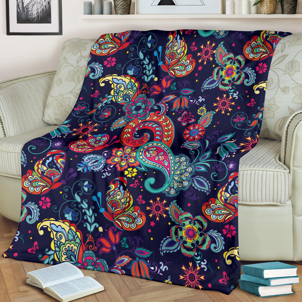 Paisley Boho Pattern Print Design A06 Premium Blanket