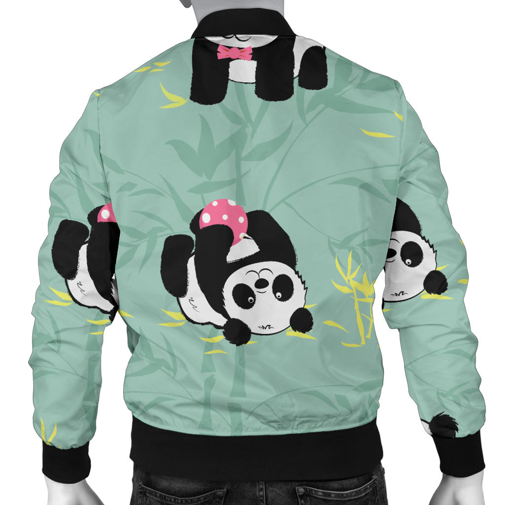 Panda Pattern Print Design A05 Men Bomber Jacket
