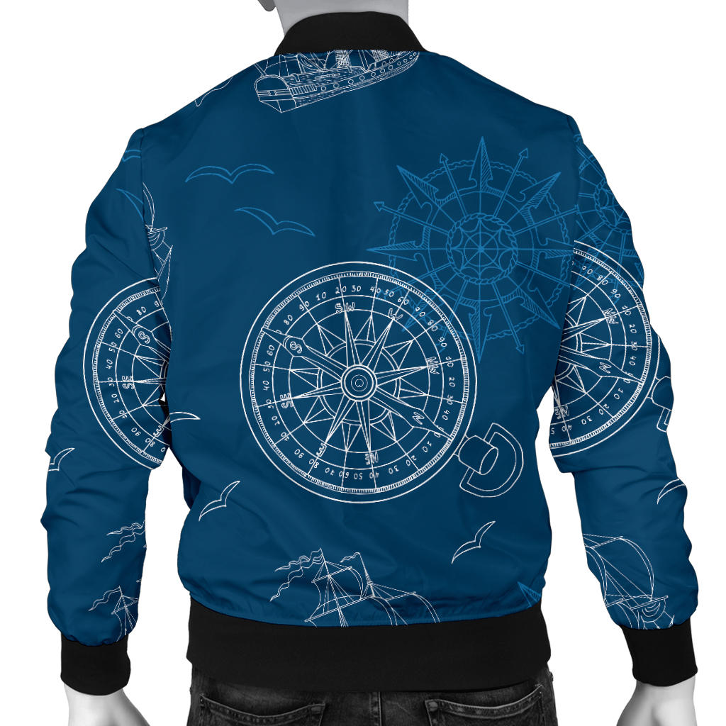 Nautical Pattern Print Design A04 Men Bomber Jacket