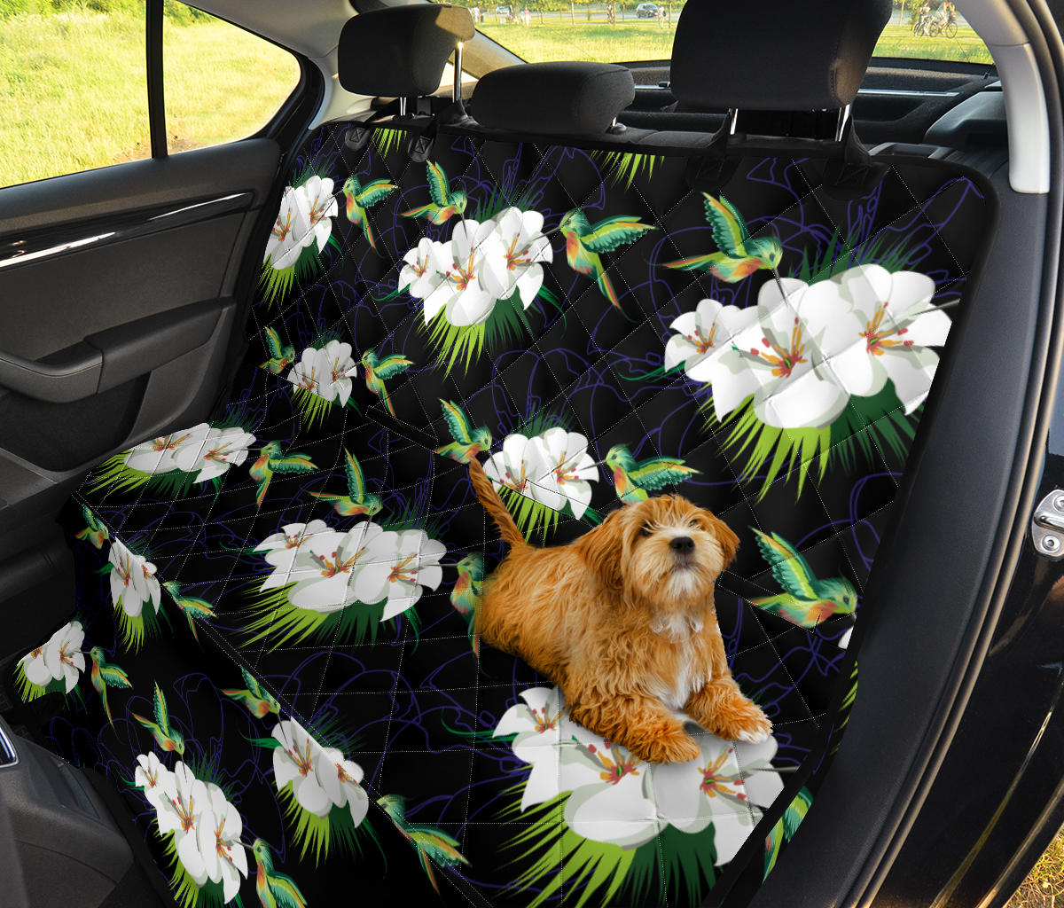 Hummingbird with Flower Pattern Print Design 03 Rear Dog Car Seat Cover Hammock