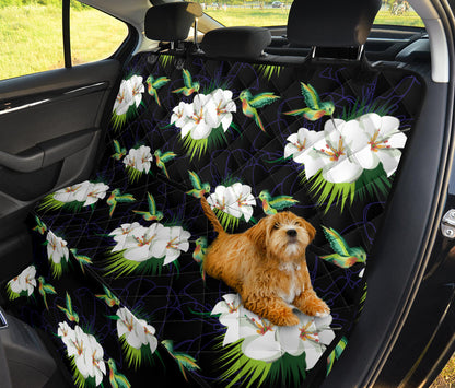 Hummingbird with Flower Pattern Print Design 03 Rear Dog Car Seat Cover Hammock
