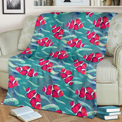 Clownfish Pattern Print Design 02 Premium Blanket