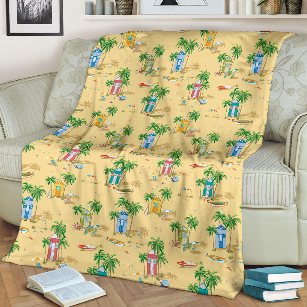 Beach Themed Pattern Print Design 01 Premium Blanket