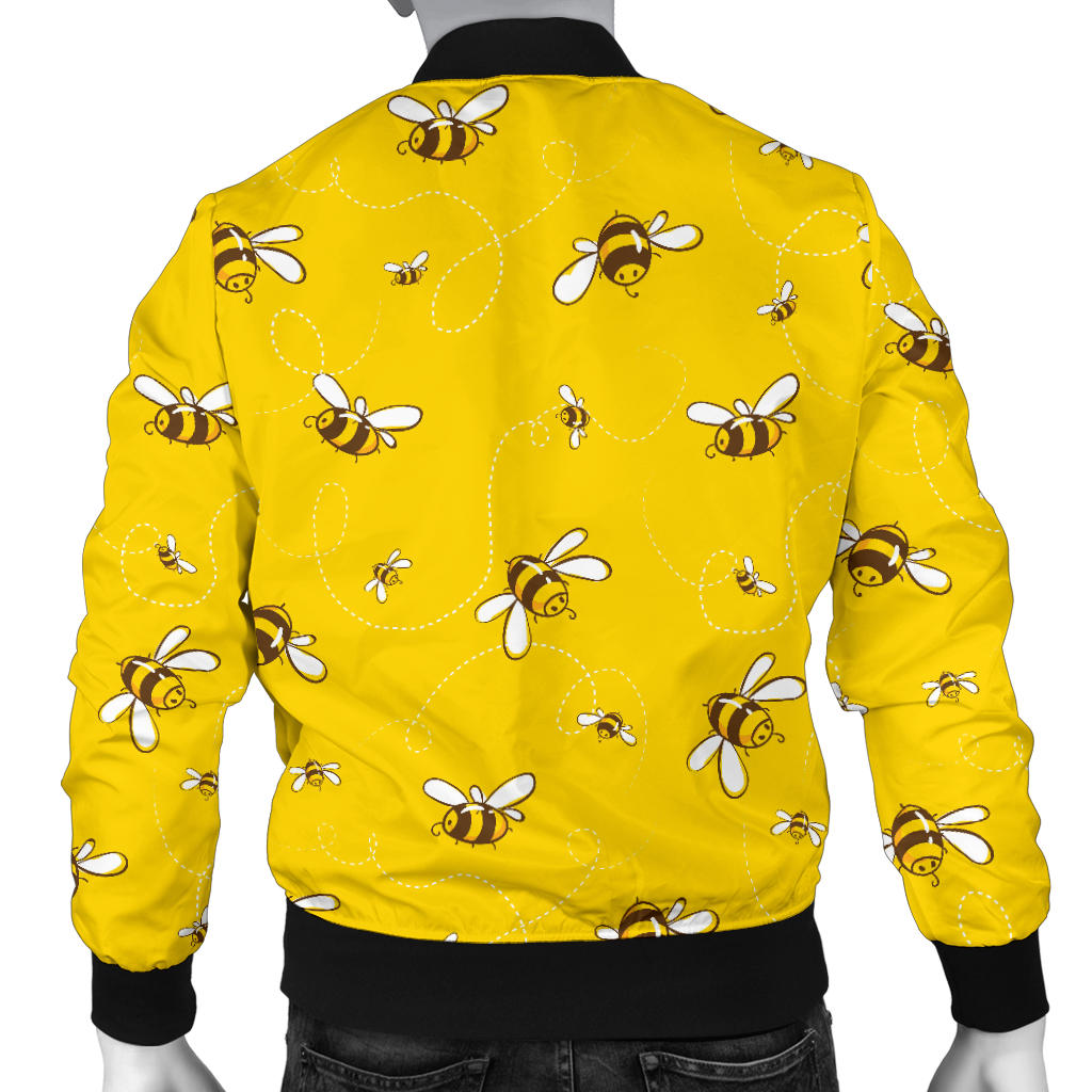 Bee Pattern Print Design 05 Men Bomber Jacket