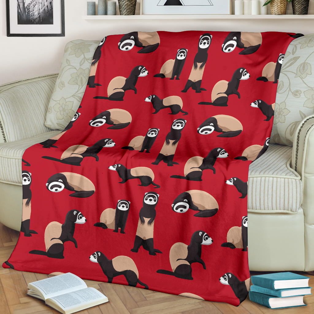 Ferret Pattern Print Design 02 Premium Blanket