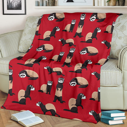 Ferret Pattern Print Design 02 Premium Blanket