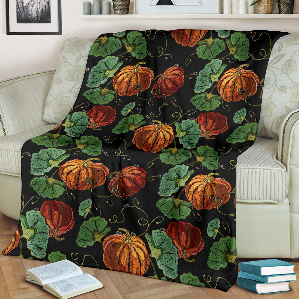 Pumpkin Pattern Print Design A02 Premium Blanket