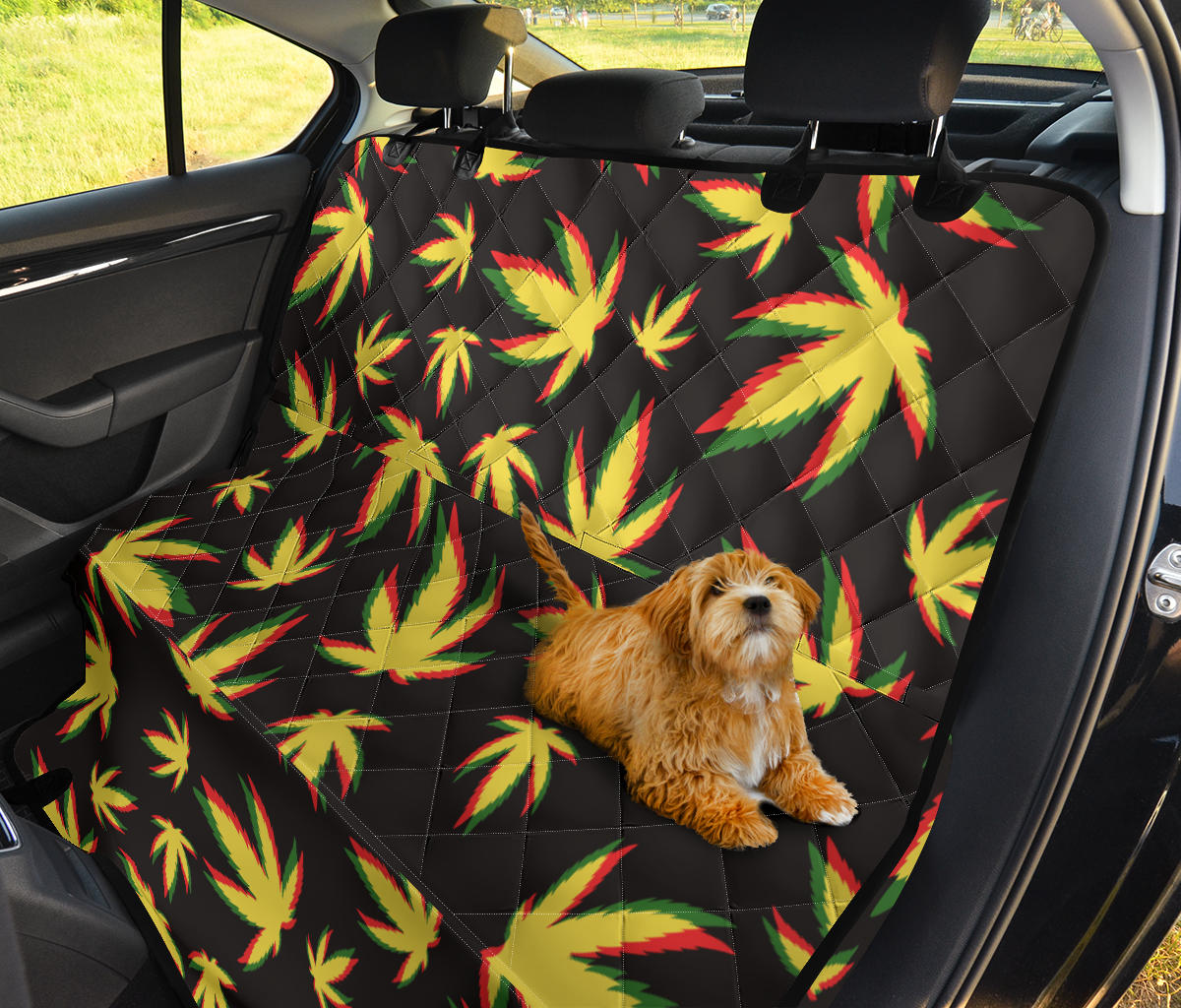 Pot Leaf Pattern Print Design A02 Rear Dog Car Seat Cover Hammock
