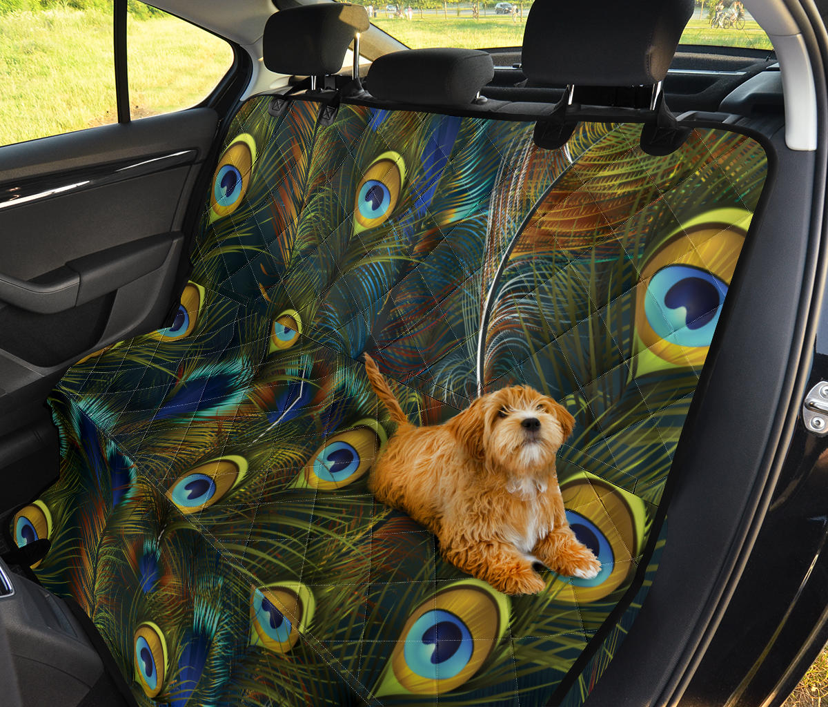 Peacock Feather Pattern Print Design A03 Rear Dog Car Seat Cover Hammock