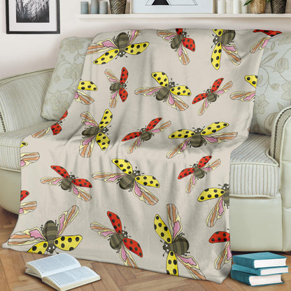 Ladybug Pattern Print Design 04 Premium Blanket
