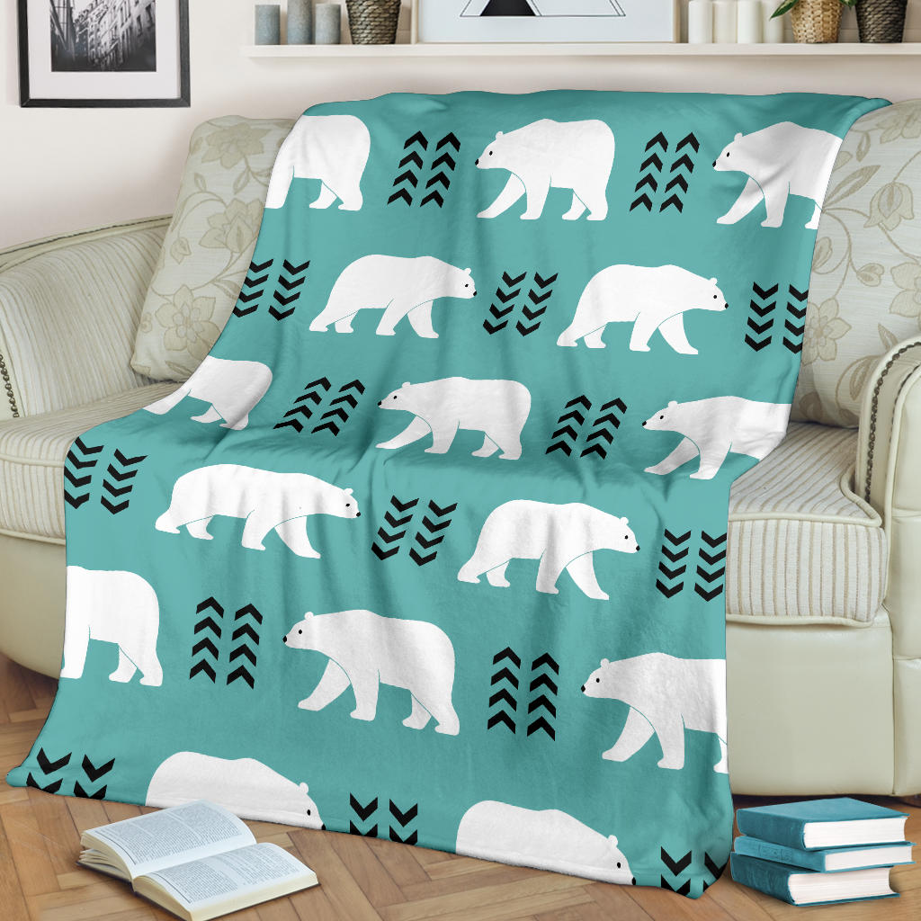 Polar Bear Pattern Print Design A05 Premium Blanket