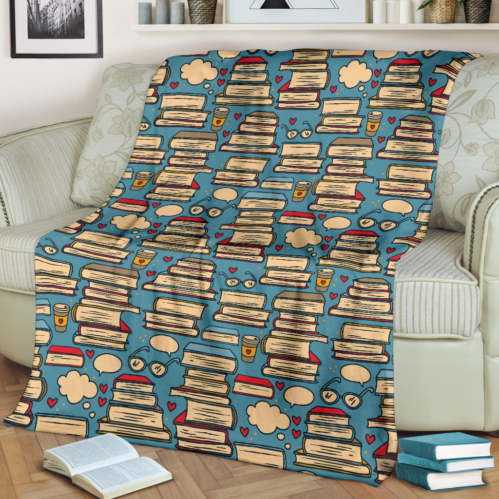 Book Pattern Print Design 03 Premium Blanket