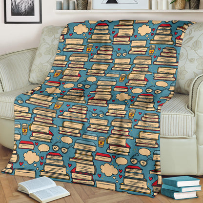 Book Pattern Print Design 03 Premium Blanket