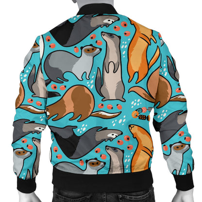 Ferret Pattern Print Design 03 Men Bomber Jacket