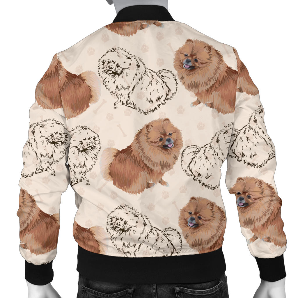 Pomeranians Pattern Print Design A01 Men Bomber Jacket