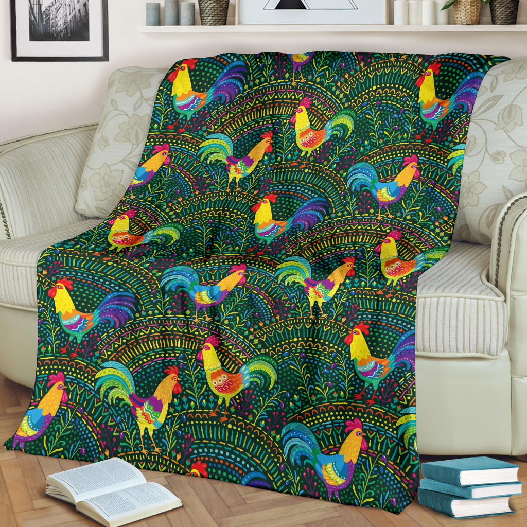 Rooster Pattern Print Design A01 Premium Blanket