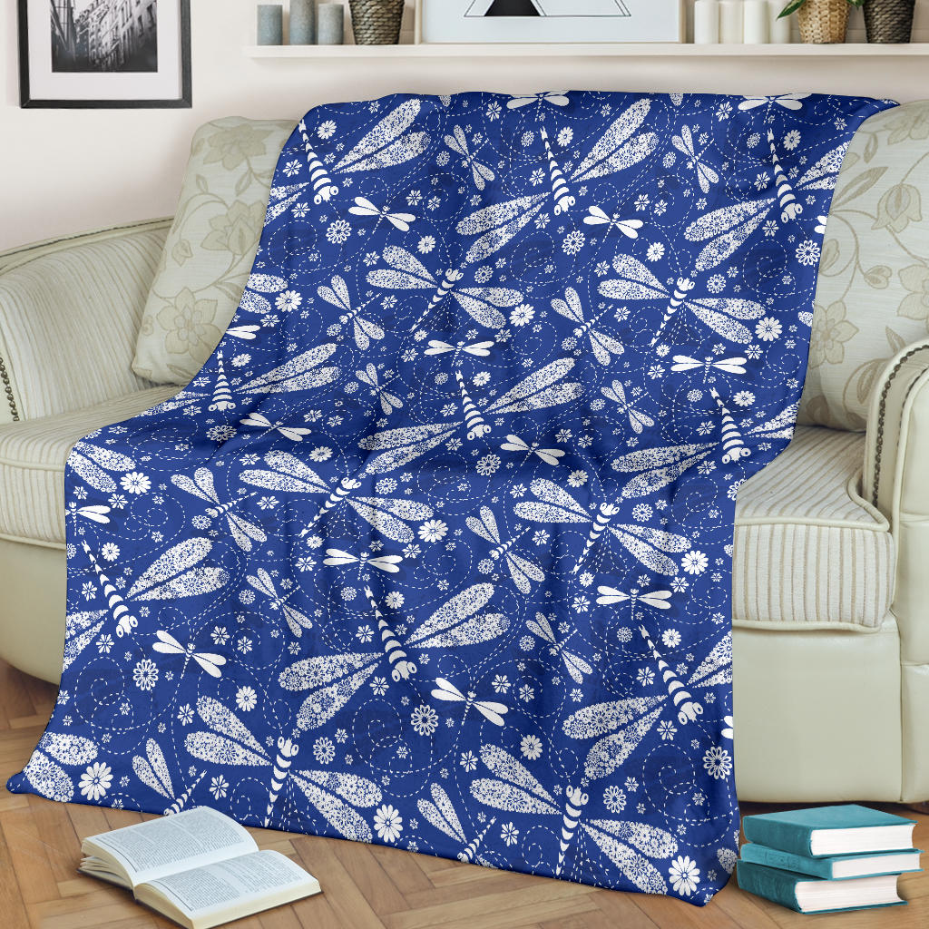 Dragonfly Pattern Print Design 03 Premium Blanket