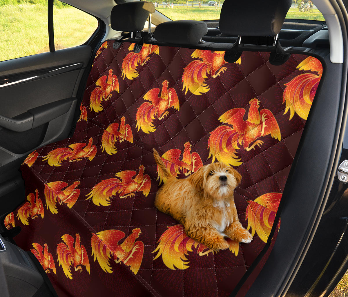 Rooster Pattern Print Design A04 Rear Dog Car Seat Cover Hammock