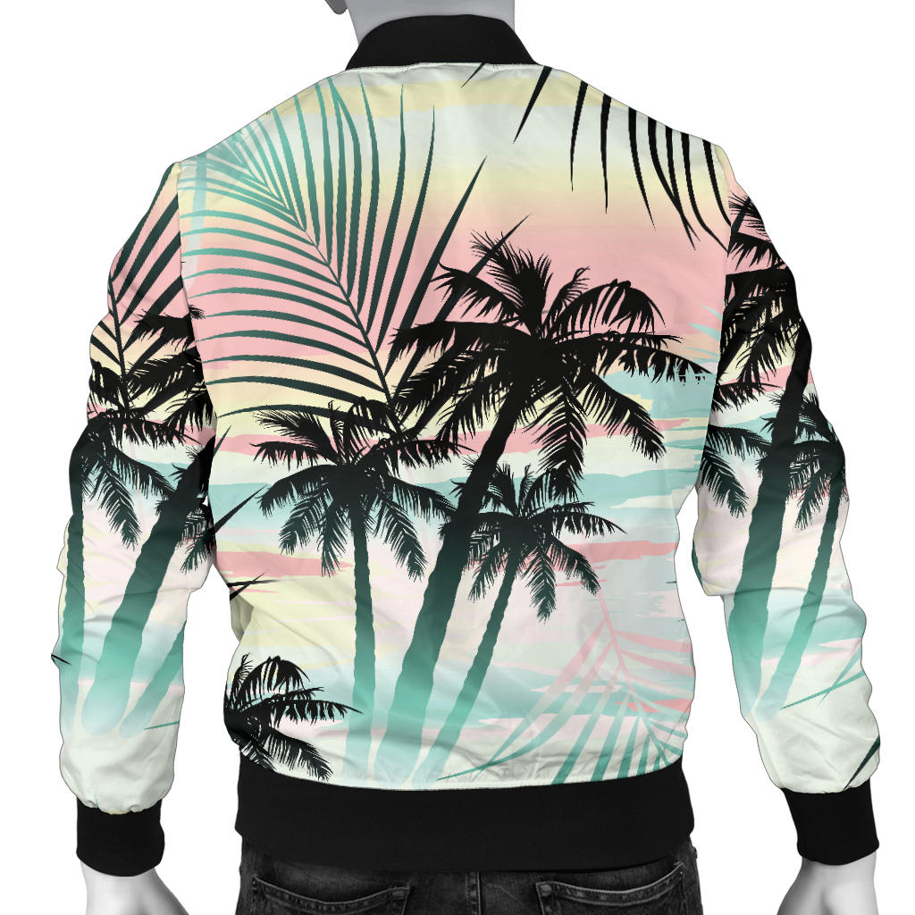 Palm Tree Pattern Print Design A03 Men Bomber Jacket