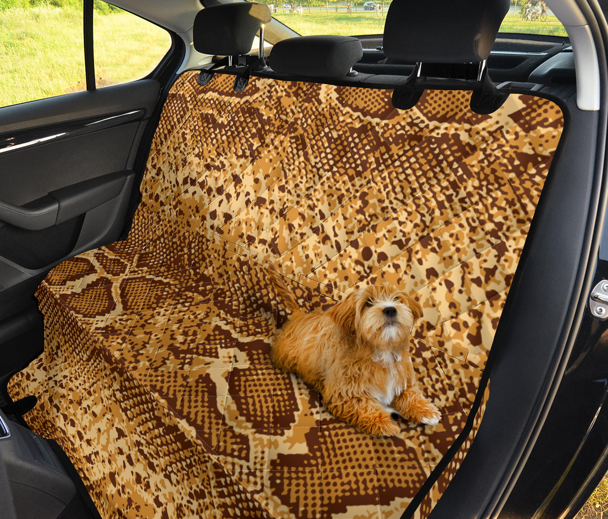 Python Brown Pattern Print Design A03 Rear Dog Car Seat Cover Hammock