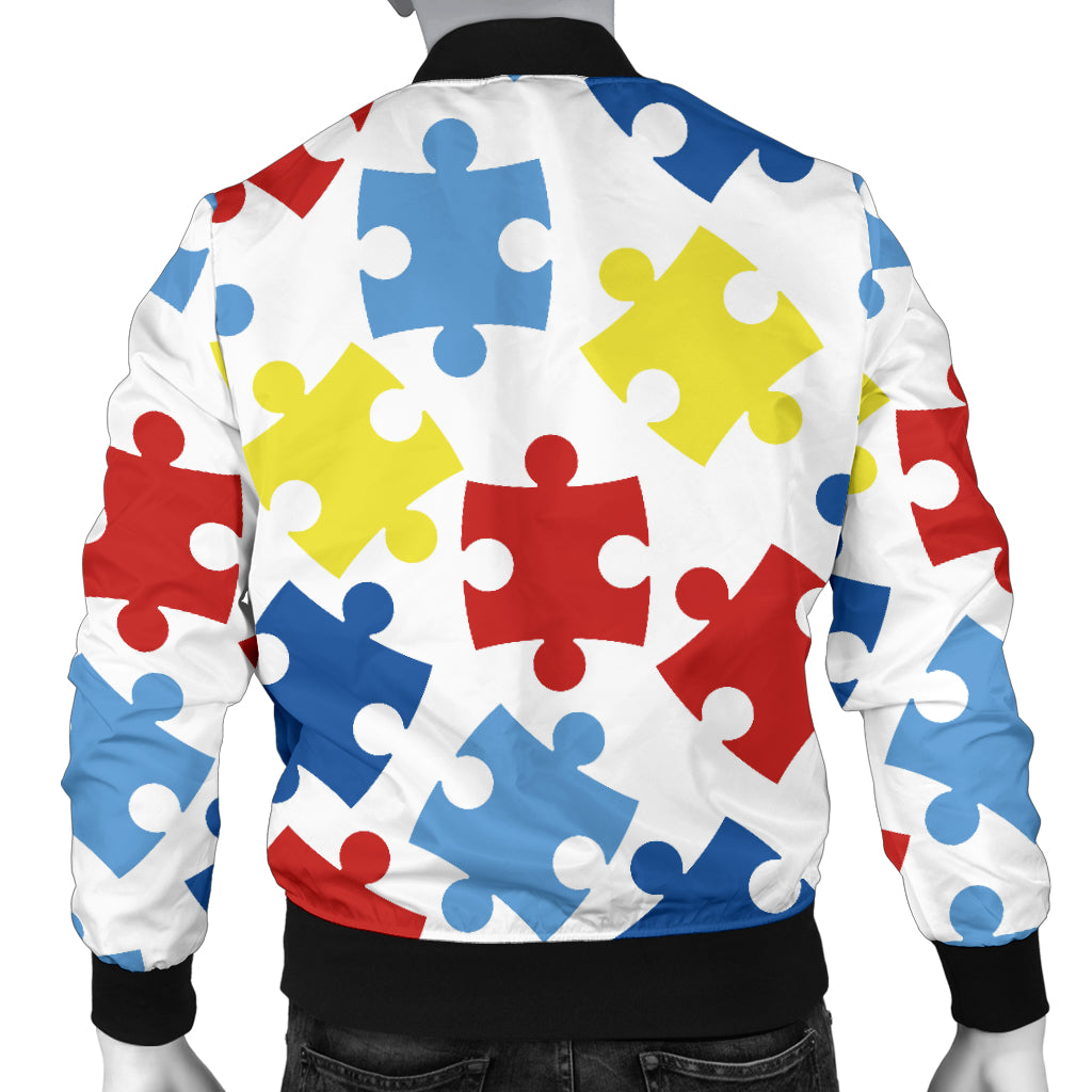 Autism Awareness Pattern Print Design 04 Men Bomber Jacket