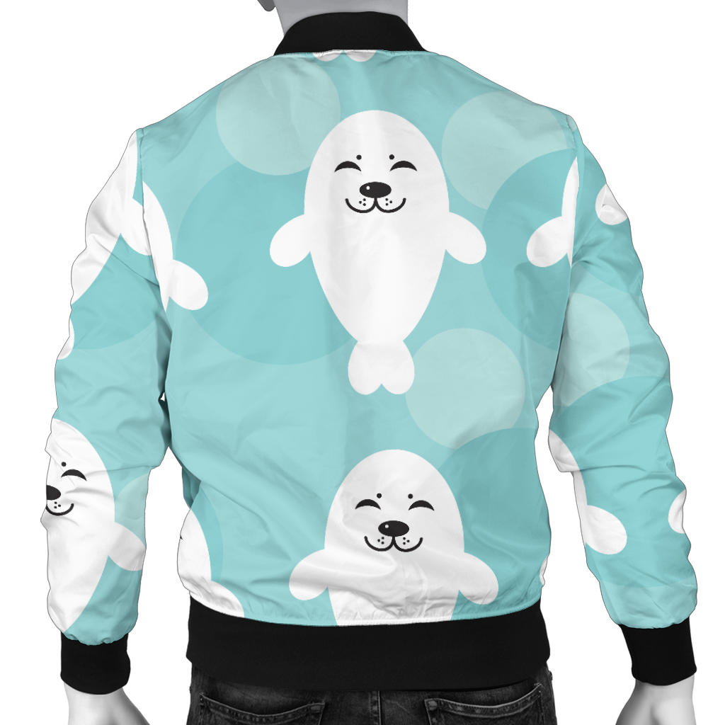 Sea Lion Baby Pattern Print Design 01 Men Bomber Jacket