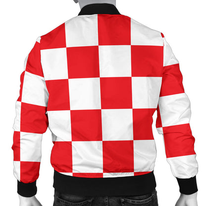 Checkered Red Pattern Print Design 04 Men Bomber Jacket