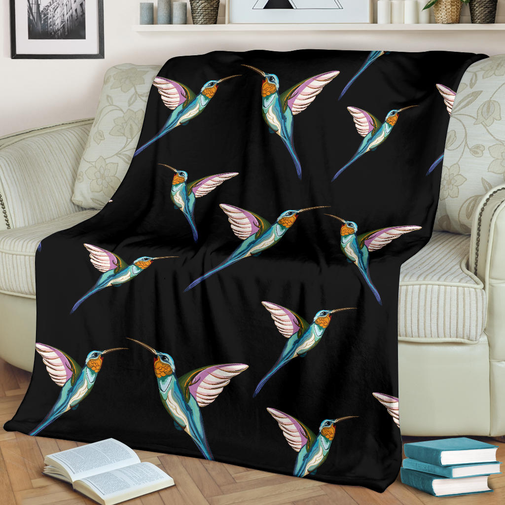 Hummingbird Pattern Print Design 06 Premium Blanket