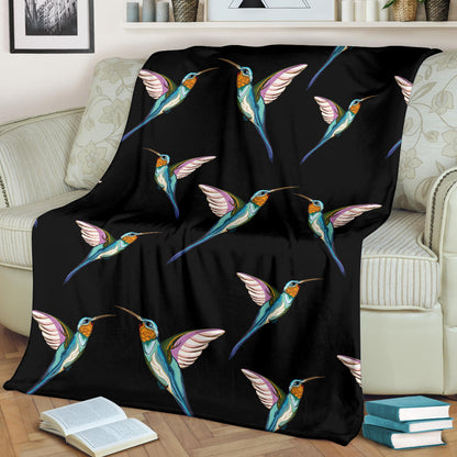 Hummingbird Pattern Print Design 06 Premium Blanket