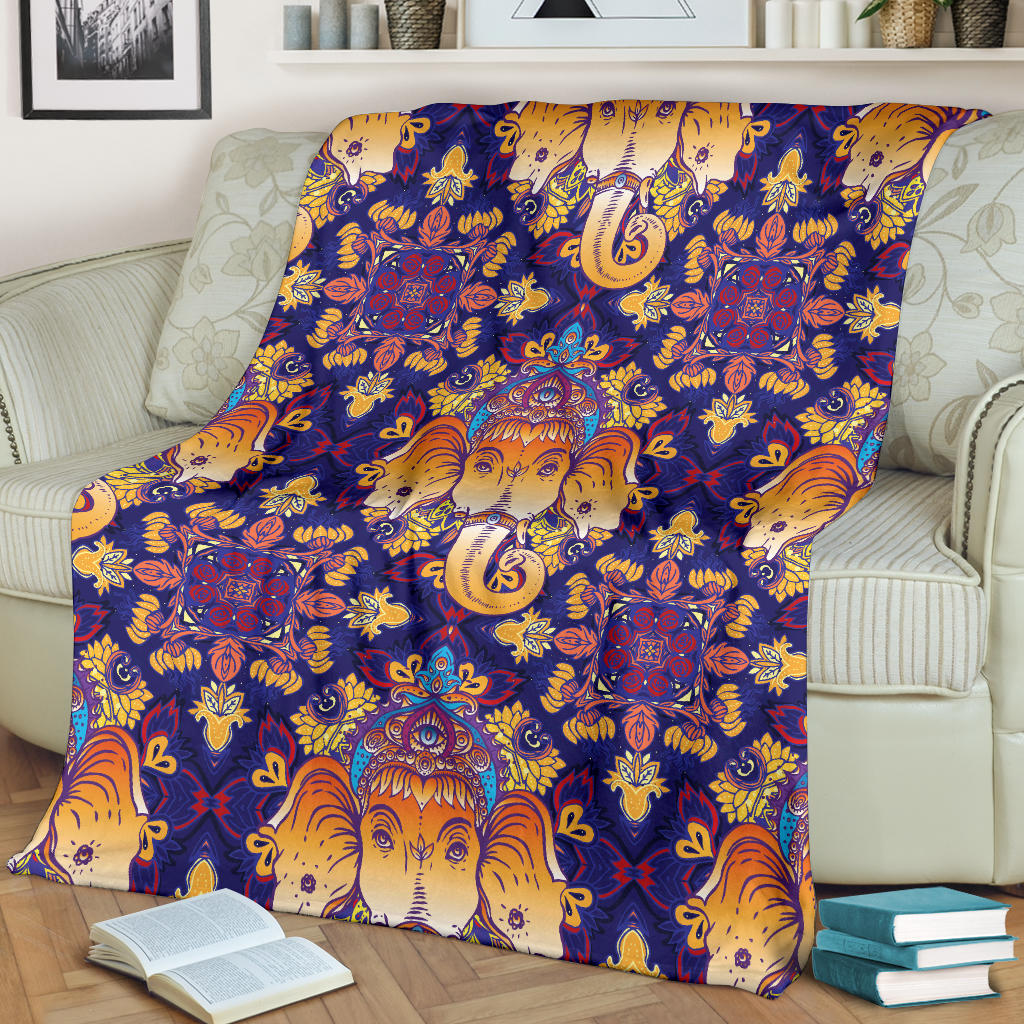 Ganesha Pattern Print Design 01 Premium Blanket