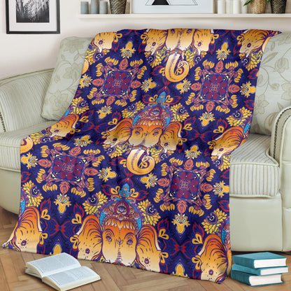 Ganesha Pattern Print Design 01 Premium Blanket