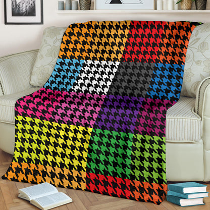 Houndstooth Colorful Pattern Print Design 01 Premium Blanket