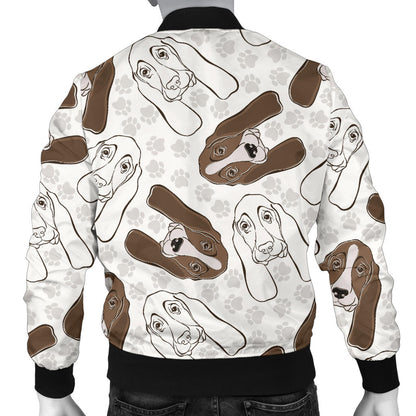Basset Hound Pattern Print Design 01 Men Bomber Jacket