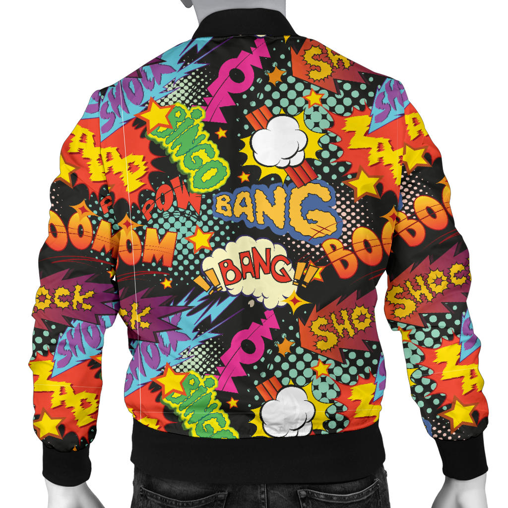 Comic Book Pattern Print Design 01 Men Bomber Jacket