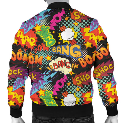 Comic Book Pattern Print Design 01 Men Bomber Jacket