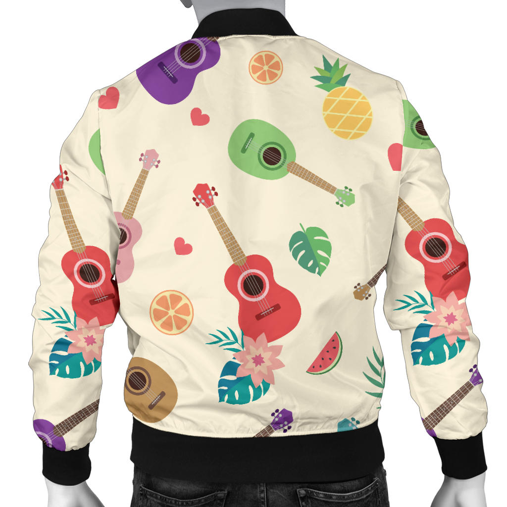 Ukulele Pattern Print Design 01 Men Bomber Jacket
