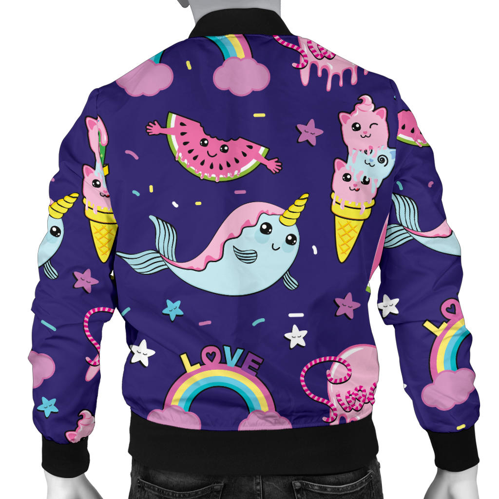 Narwhal Cute Pattern Print Design 02 Men Bomber Jacket
