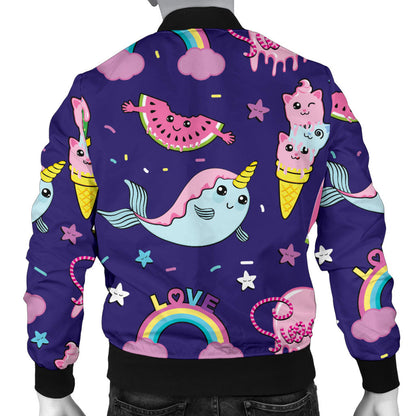 Narwhal Cute Pattern Print Design 02 Men Bomber Jacket