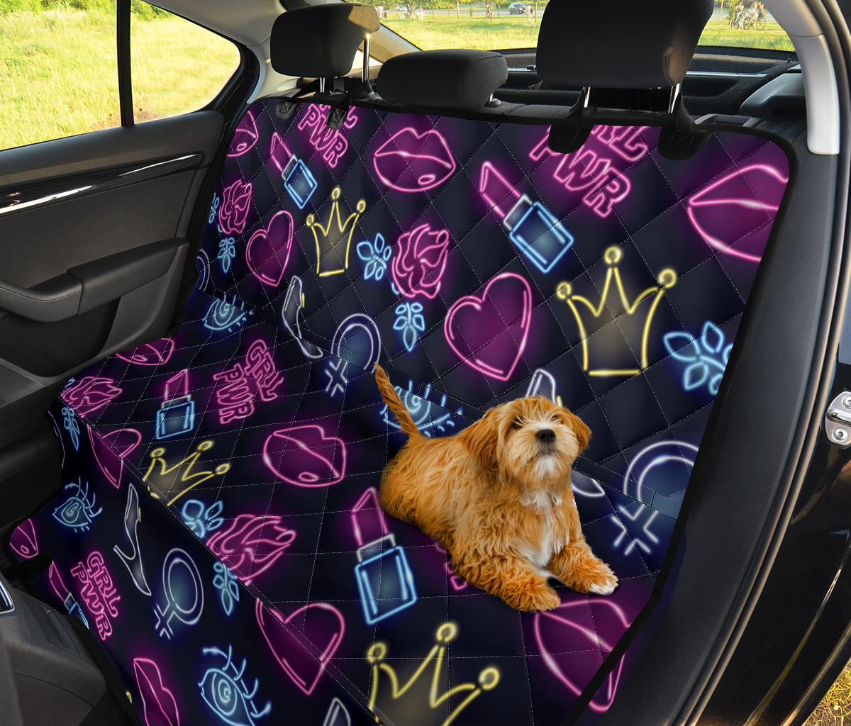 Lipstick Neon Pattern Print Design 02 Rear Dog Car Seat Cover Hammock