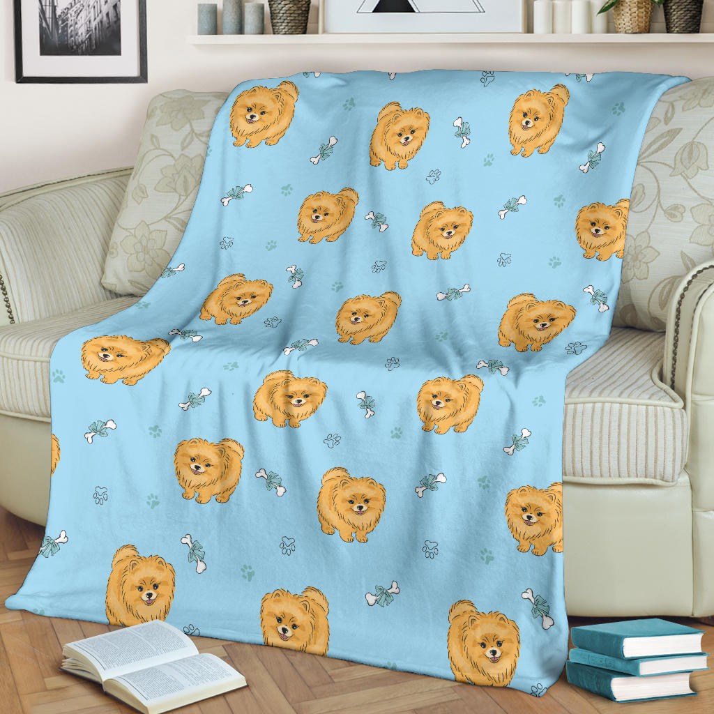 Pomeranians Pattern Print Design A03 Premium Blanket
