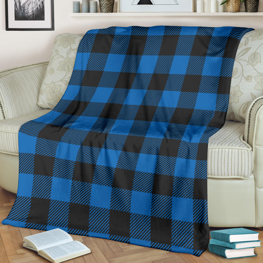 Buffalo check Blue Pattern Print Design 03 Premium Blanket