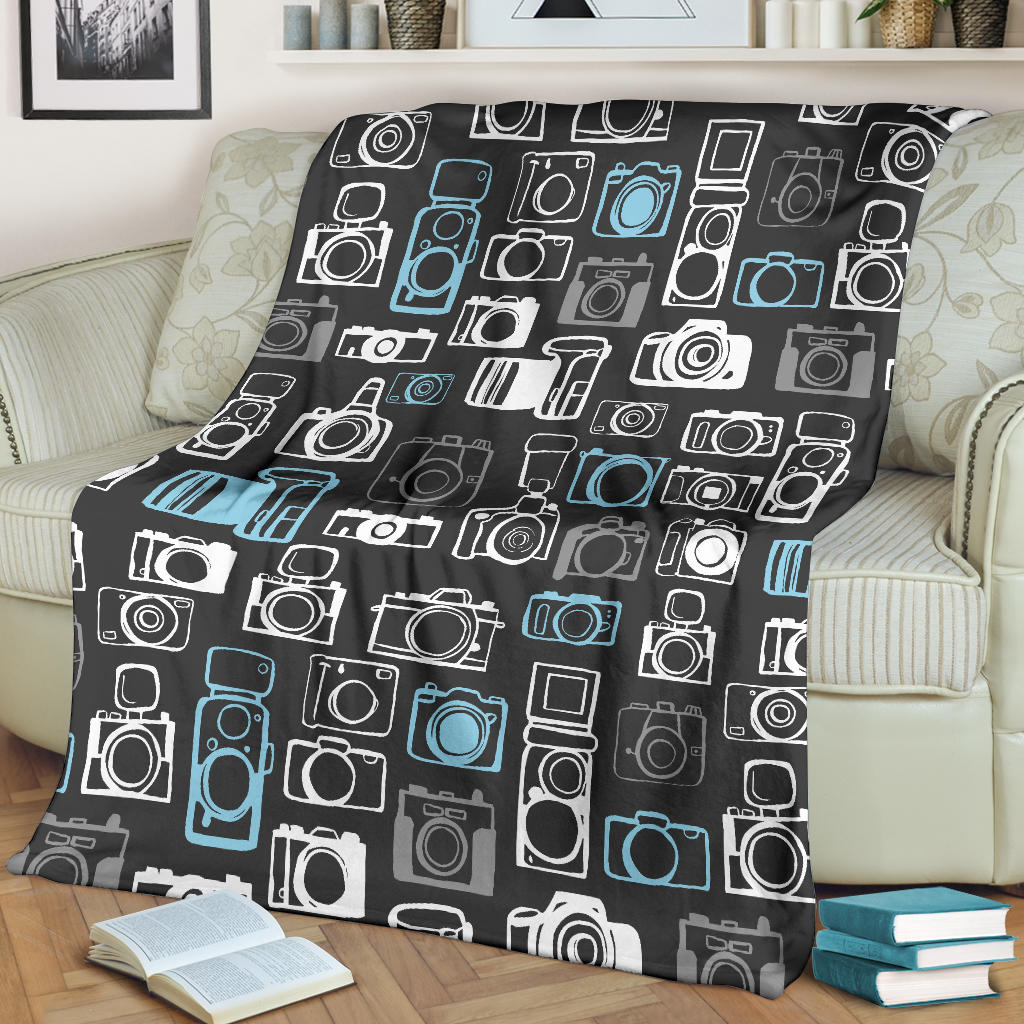 Camera Pattern Print Design 04 Premium Blanket