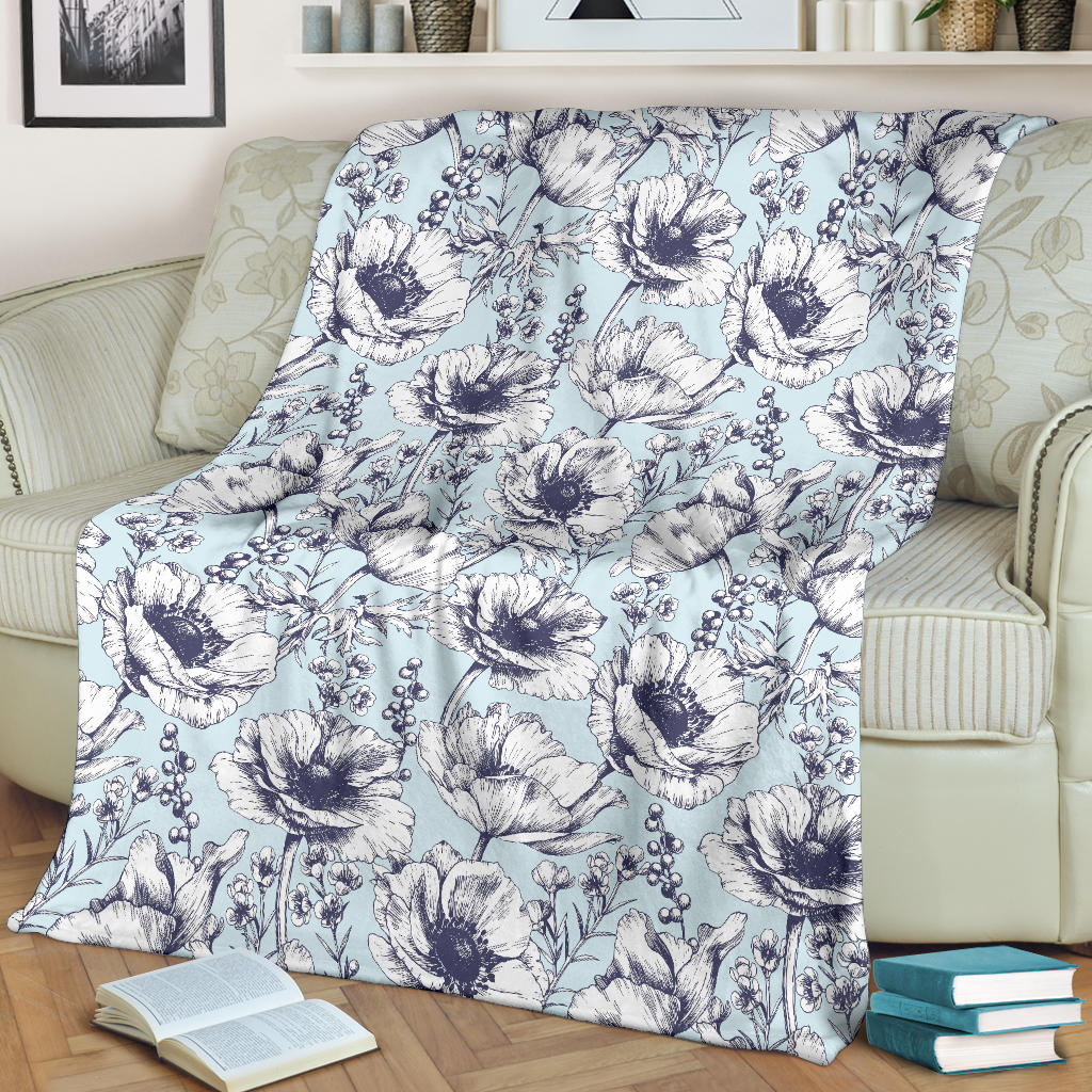 Anemone Pattern Print Design 02 Premium Blanket