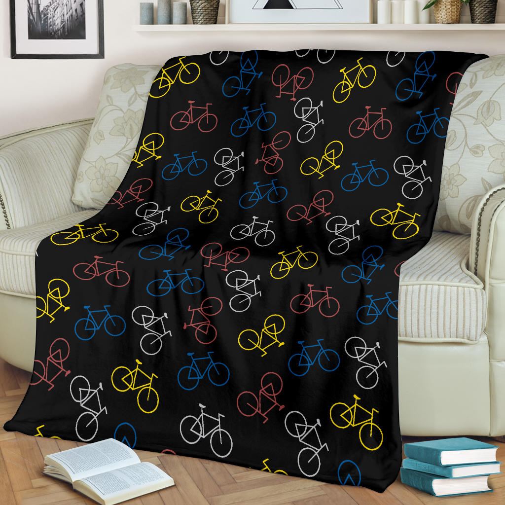 Bicycle Pattern Print Design 03 Premium Blanket