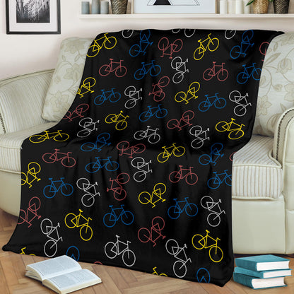 Bicycle Pattern Print Design 03 Premium Blanket