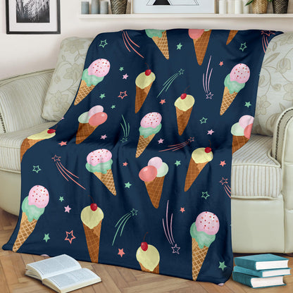 Ice Cream Pattern Print Design 04 Premium Blanket