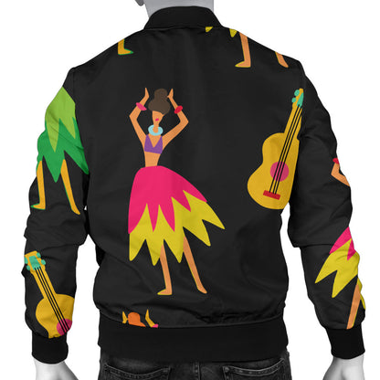 Hula Dancers Hawaiian Girl Pattern Print Design 03 Men Bomber Jacket