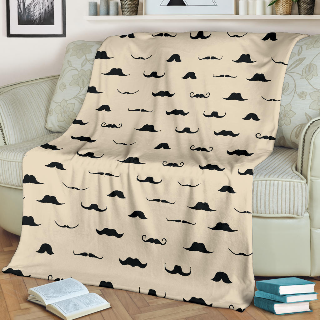 Mustache Pattern Print Design A03 Premium Blanket